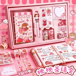 Notebook Washi Tape Kawaii Peach Stickers Pen Stationery Set School Accessories Paper Material Gift Box For Girls Notepad Defter