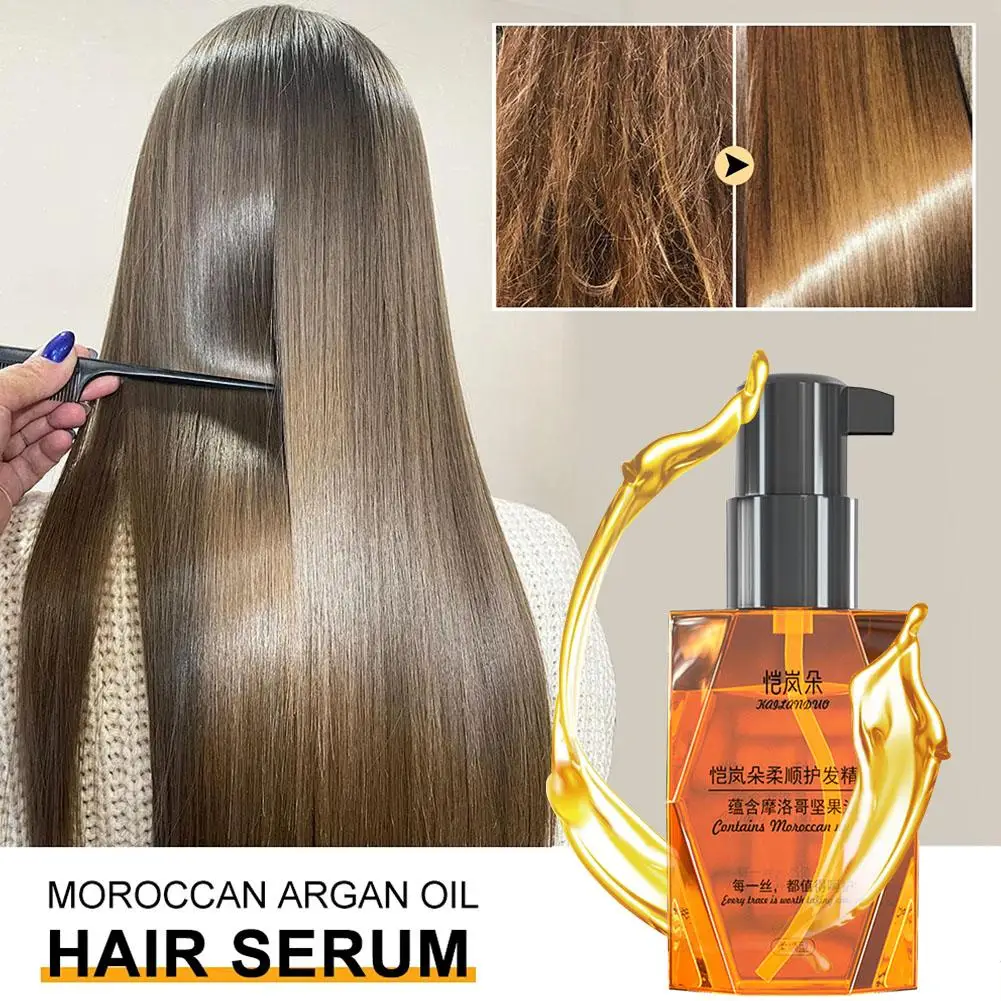 Minyak Argan murni rambut 70ML, minyak rambut esensial untuk perawatan rambut kering multifungsi produk perawatan rambut untuk wanita F4Y7