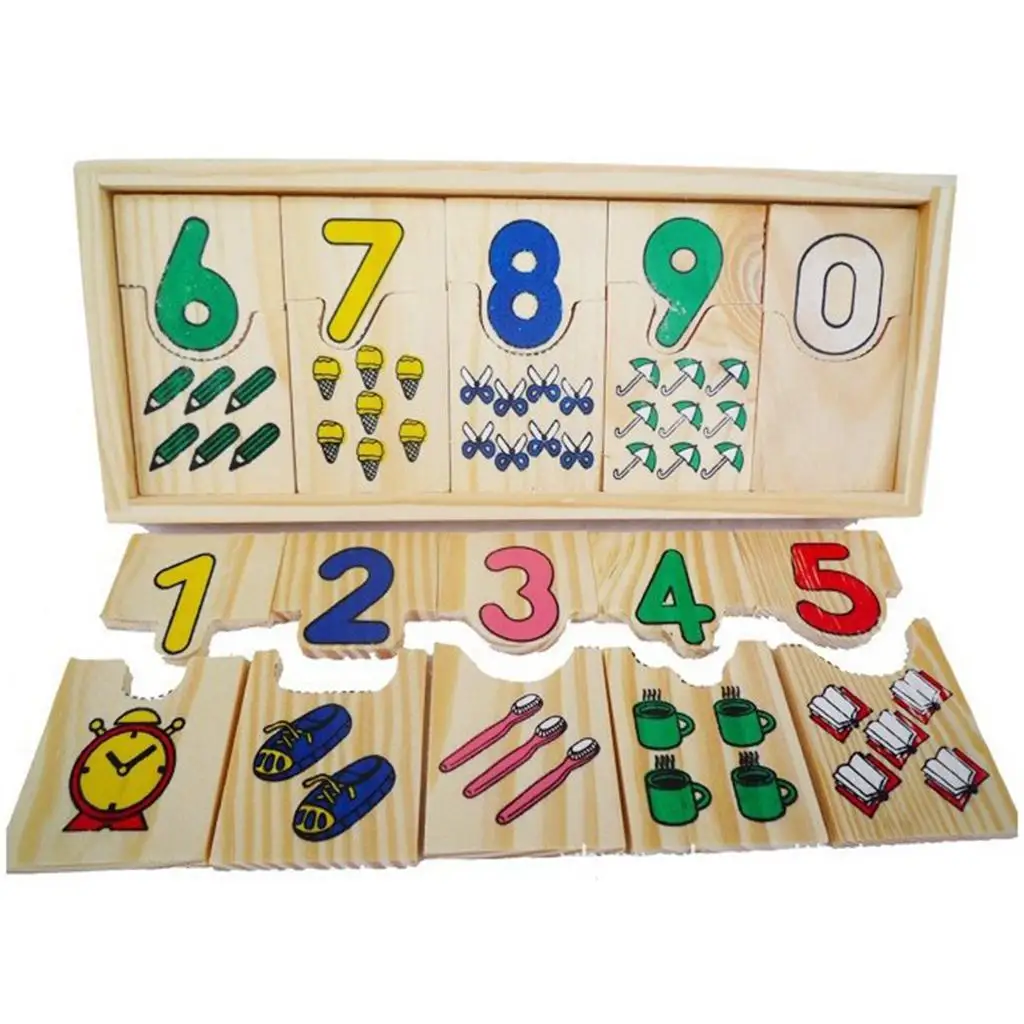 Bambini in legno abbinalo conteggio numero di matematica Set di Puzzle educativi precoci Puzzle giocattolo gioco prescolare regalo per bambini