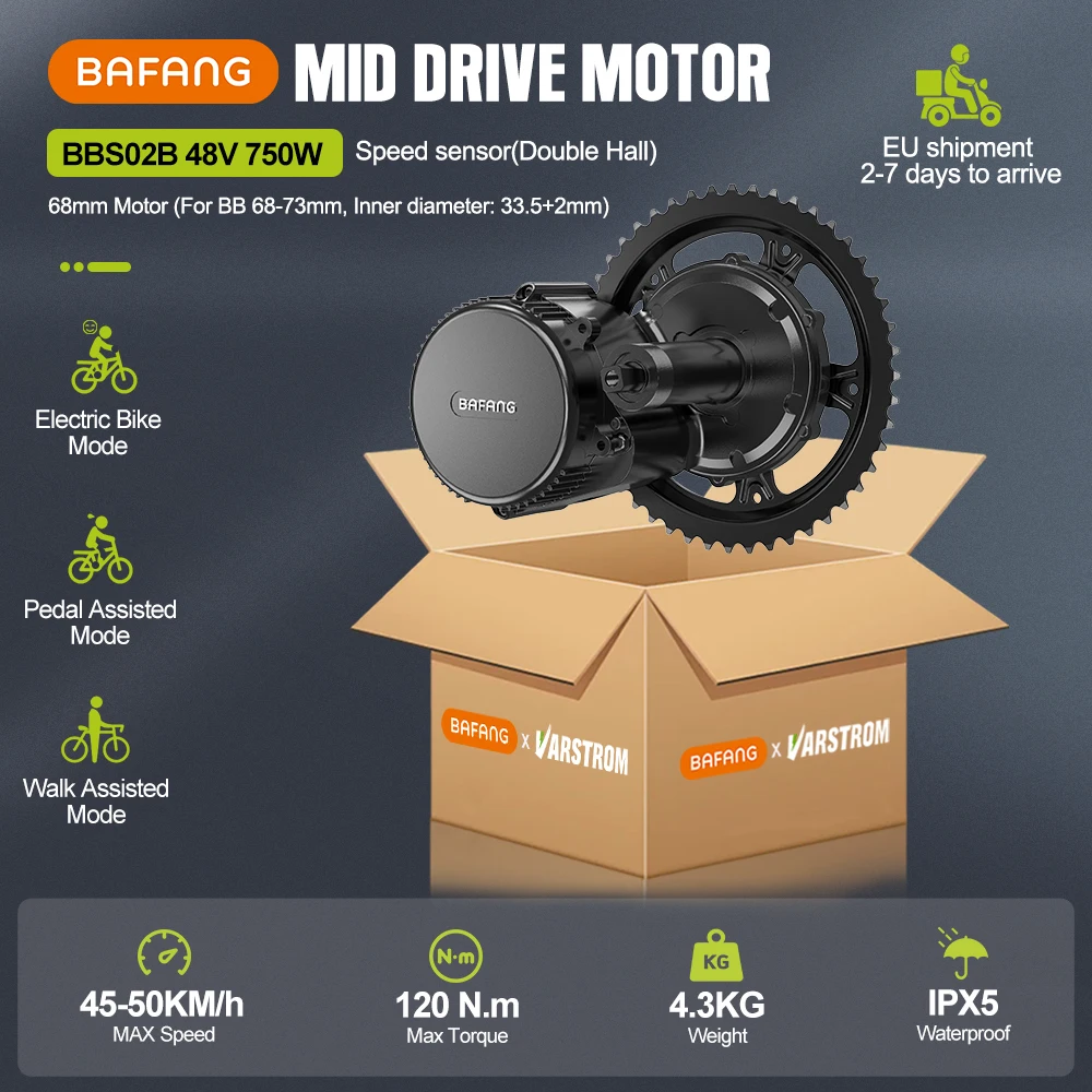 Bafang 750 واط 48 فولت عدة BBS02B BBS02 منتصف محرك المحرك eBike تحويل عدة دراجة كهربائية محرك قوي 68-100 مللي متر مع شاشة الكريستال السائل