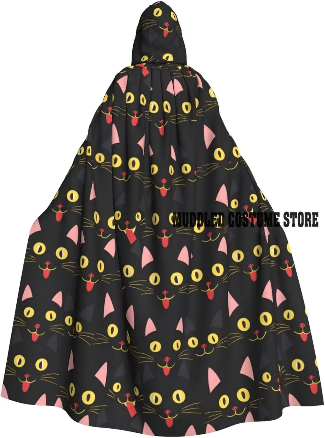 

Halloween Costumes Cloak with Hood Halloween Cape Cosplay Hooded Christmas Robe for Men Women Black Cat