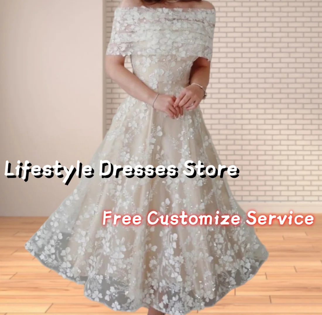 Customized Floral A-Line Evening Dresses 2024 A-Line Removable Long Sleeve Wedding Party Gown Customize Formal Dress