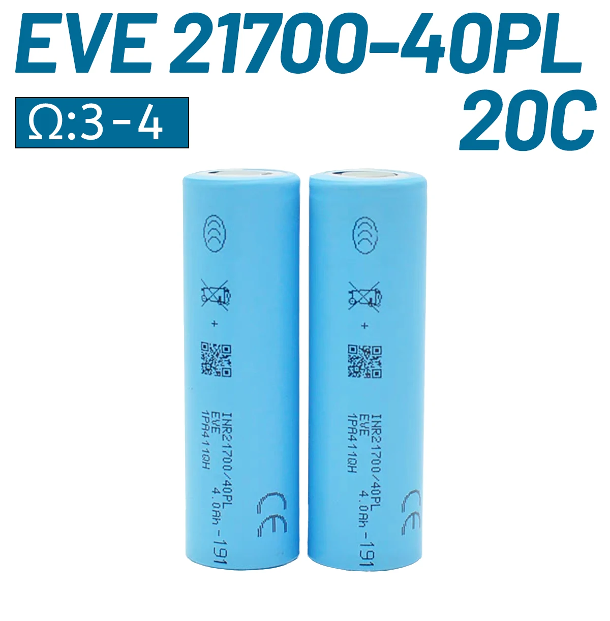 New EVE INR21700-4000mAh 40PL 25C/125A Discharge Rate Battery for Drone Cross Replacement Compatible with VTC6A 40T JP40 50PL