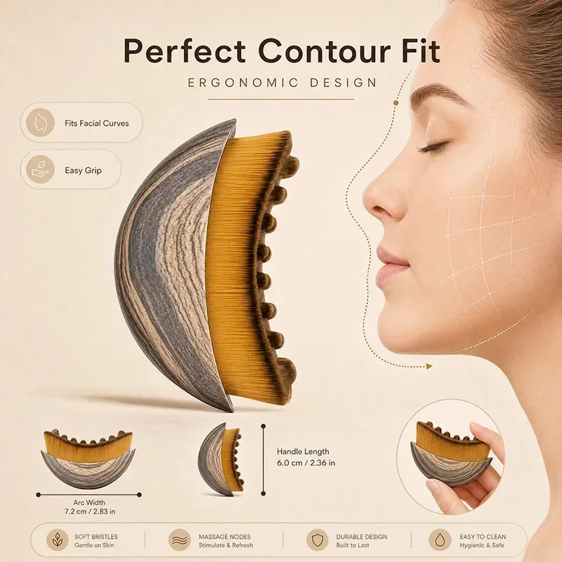 EN: 2 in 1 Facial Massage Brush Soft Bristle Cleansing & Massage Nodes Gua Sha Contour Brush for Face Neck Lymphatic Drainage wi - view 5