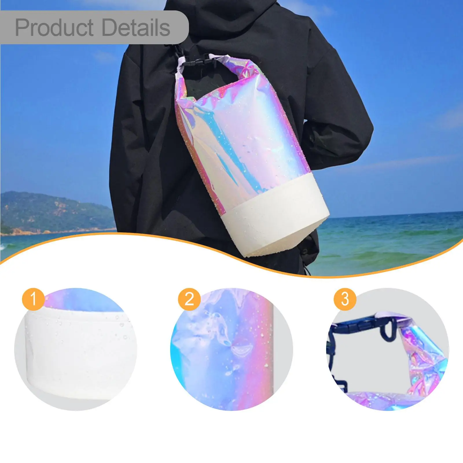 حقيبة جافة مقاومة للماء للسباحة والشاطئ كيس مقاوم للماء للنساء والرجال حقيبة عائمة للتجديف بالقوارب وركوب الأمواج وتسلق الجبال والتزلج