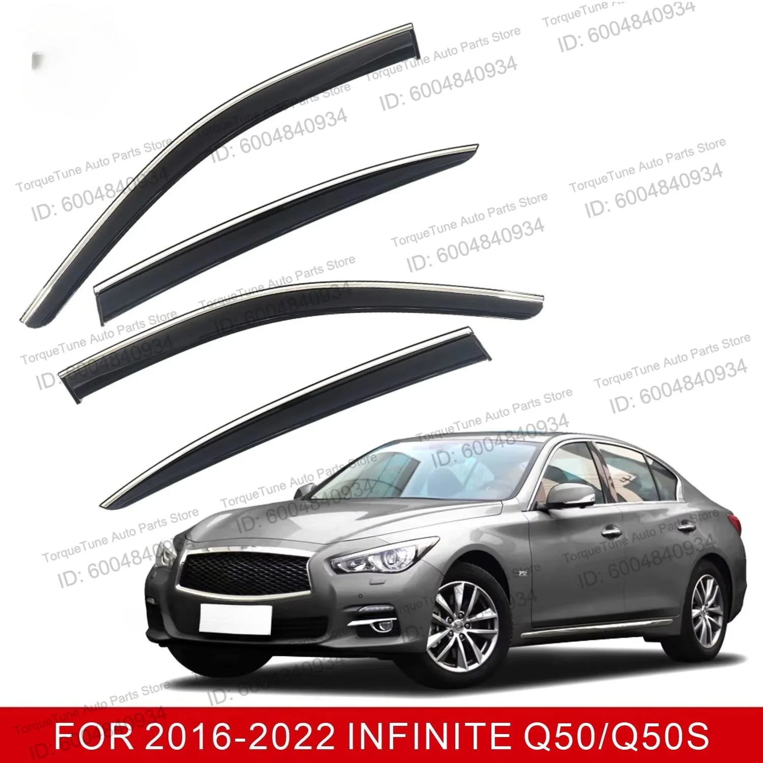 High Toughness PC+SS Window Visor Fit INFINITI Q50 2016-2022 Anti-Crack Dustproof Side Rain Shield