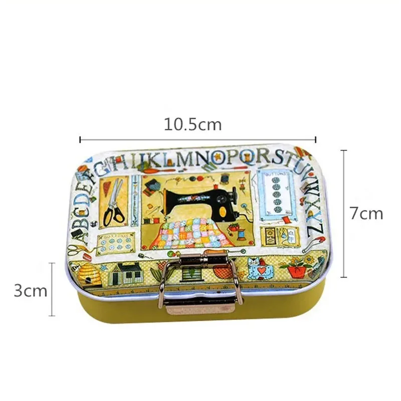 Flower Pattern Storage Box Double Layer Small Iron Box Card Watercolor Pencil Dispenser box Travel Portable Cosmetic Organizer