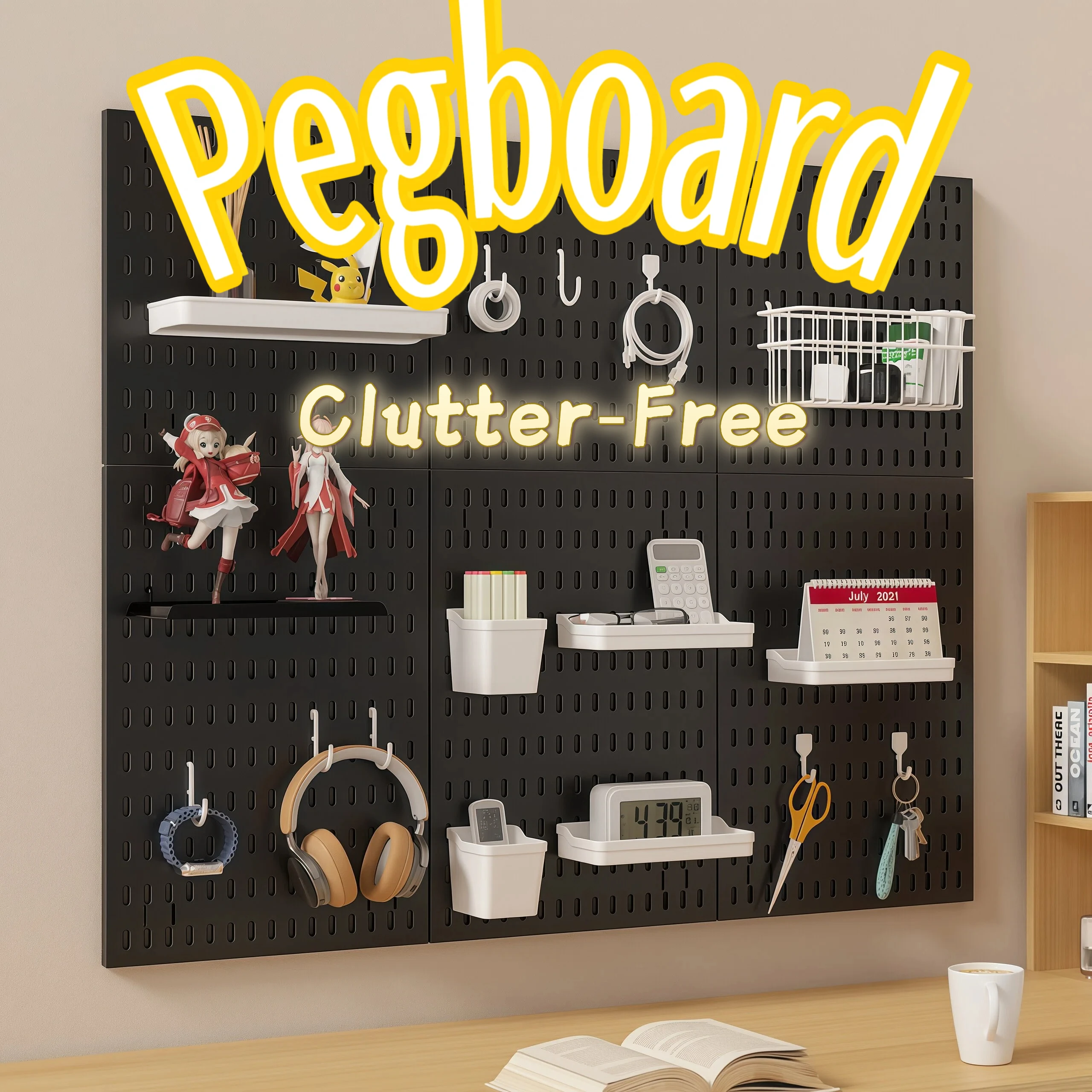 All Sizes PP Plastic Pegboard Wall Panel Set, Modular Hole Board Organizer with Accessories