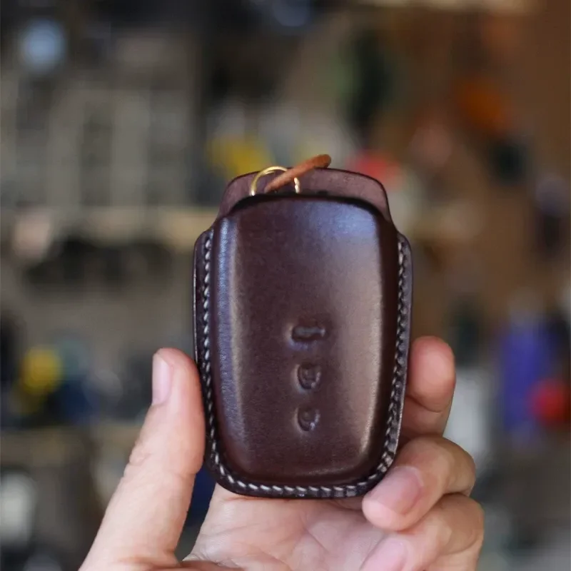 for Toyota RAV4 Highlander Prado Handmade Leather Simple Key Case Personalized Custom Key Cover view 4