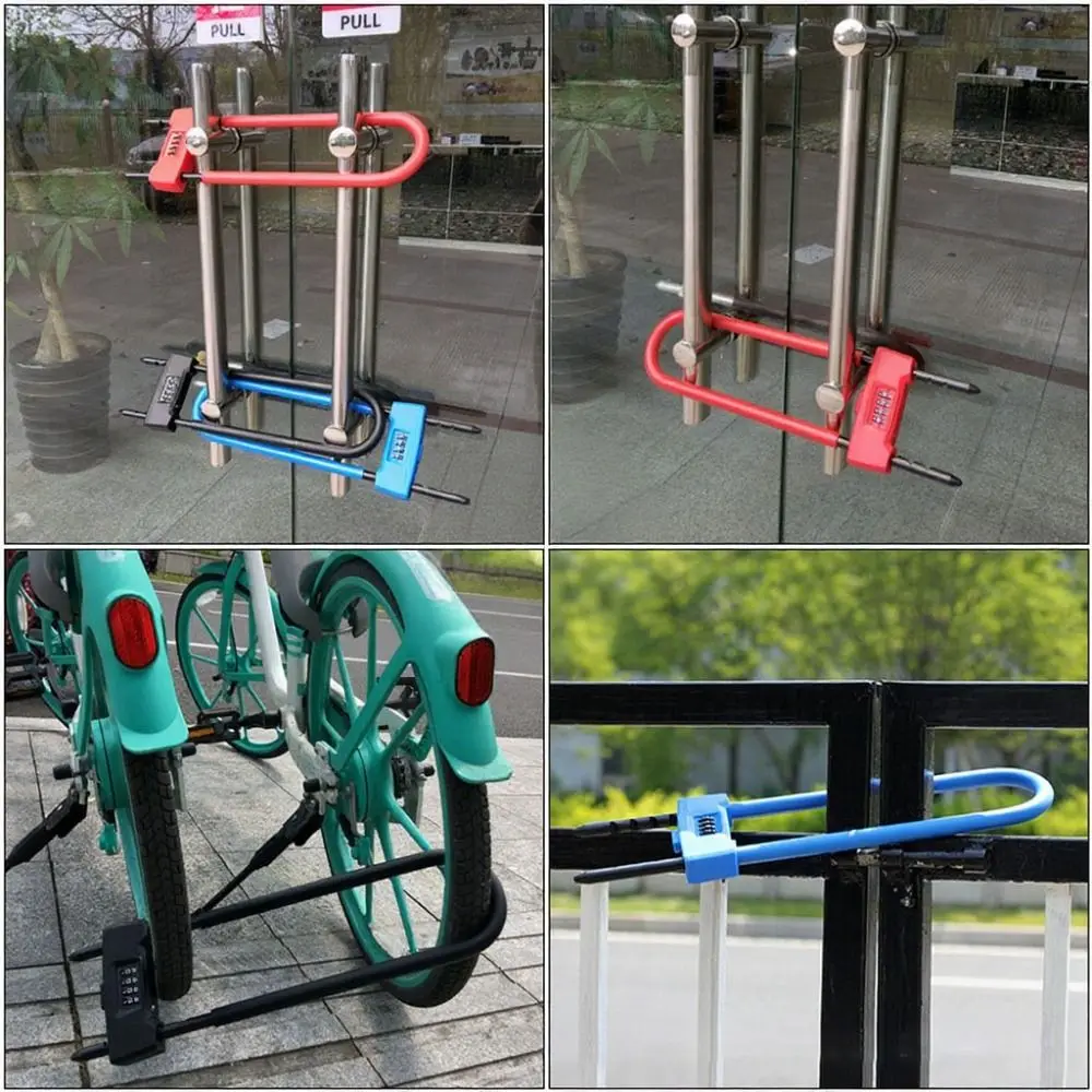 

Anti-Pry Adjustable Shackle Combination Lock Heavy Duty U-Shape Passwords Lock Anti-Theft Long Shackle Glass Door Lock Fence