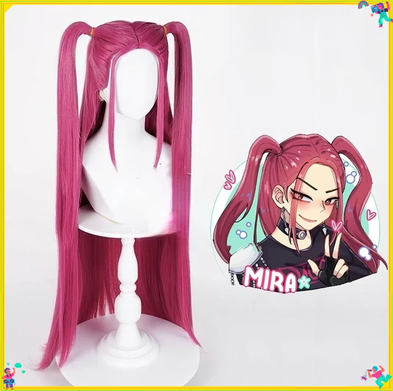 Perruque de Cosplay du film Kpop pour enfants filles, Mira Rumi Zoey chasseurs de démons, violet, noir, rouge, cheveux longs, accessoires de Cosplay d'halloween, 2025
