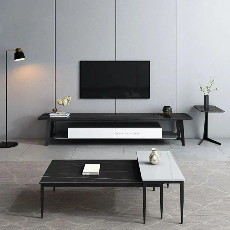 

Italian Style Rock Board Coffee Table Square Retractable Economical Modern Simple Small Apartment Living Room TV Cabinet