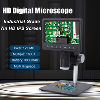 1600X Digital Microscope 12MP Electronic Video Microscopes 7 Inch IPS Screen Soldering Microscope with 13 LEDs with Windows/Mac