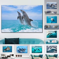 Leaping Dolphins In Hawaii Wall Pictures Canvas Painting Wall Art Natural Sea Life Posters and Prints for Living Room Home Decor