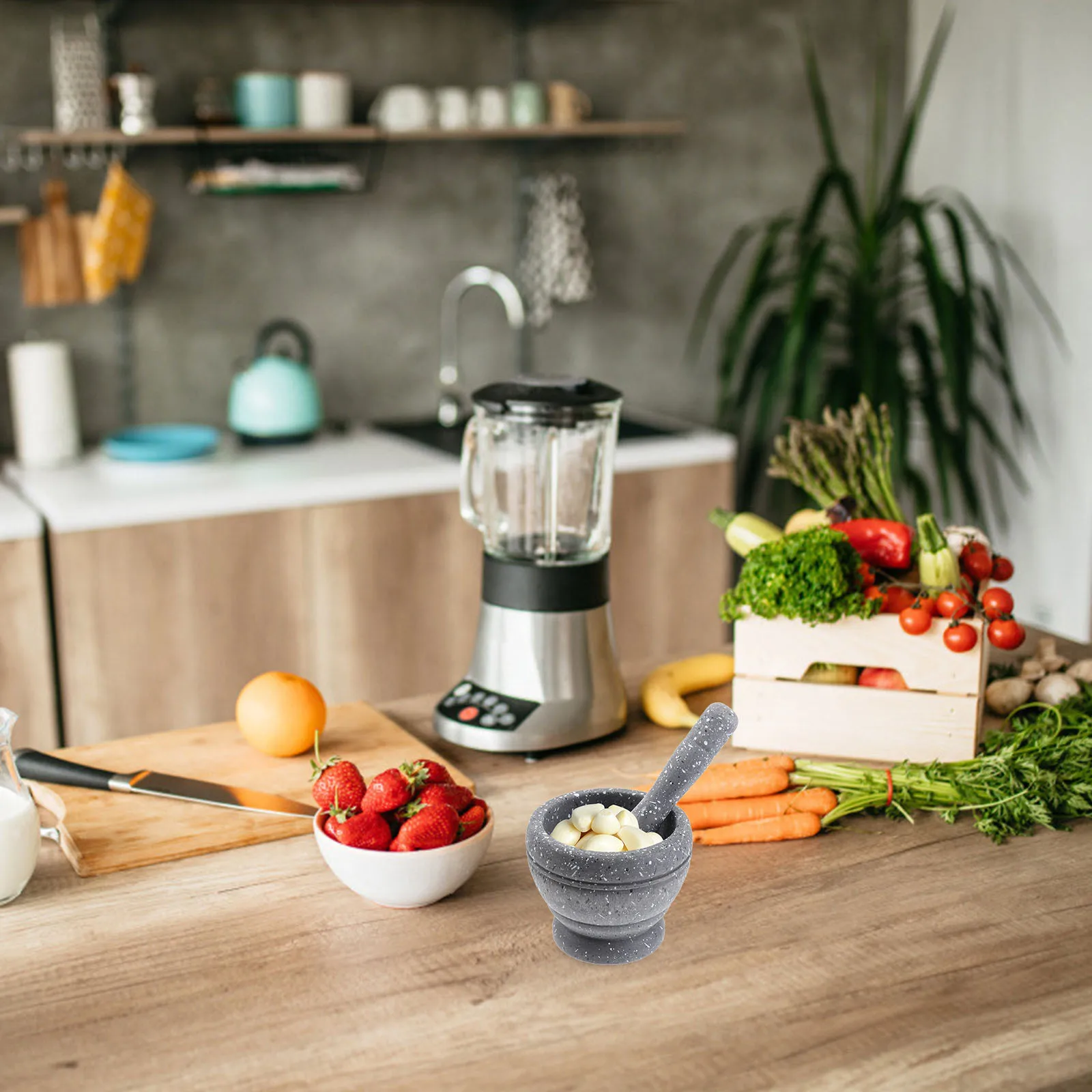 

Пресс для чеснока, набор мясорубок, полипропиленовый пластиковый кухонный инструмент для дробления специй и трав, легко очищаемая чаша с товкачиком для домашнего аптечного использования