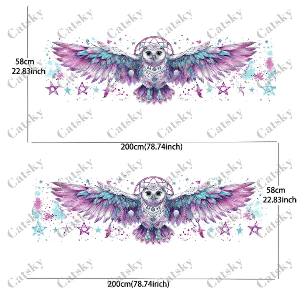Fantasy Dreamcatcher and Owl Car Side Car Wraps, Self-Adhesive PVC Waterproof & Scratch-Resistant Stickers, Car Accessory Gift