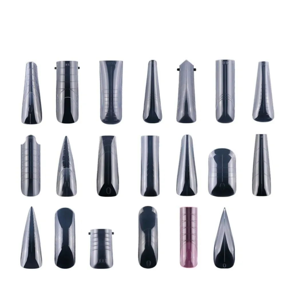 

150pcs Coffin Shape Sandwich Nail Forms Almond Shape Natural Clear Double-Sided Fake Nails with Auxiliary Line No-Trace