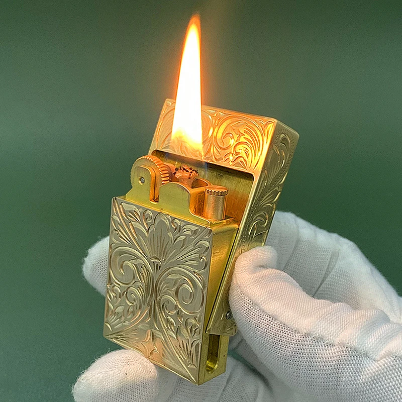 Retro Drawer Lighter Pure Copper Rare Kerosene Lighter Pull out Ignition Lighter Cigarette accessorie Men\'s Gift Outdoor Gadgets