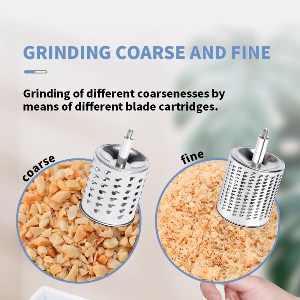 Rotary Grater Food Mills Nut Grinder With 2 Drum Blade for Cheese Grating and Nuts Grinding Vegetable Shredding Fruits Slicer