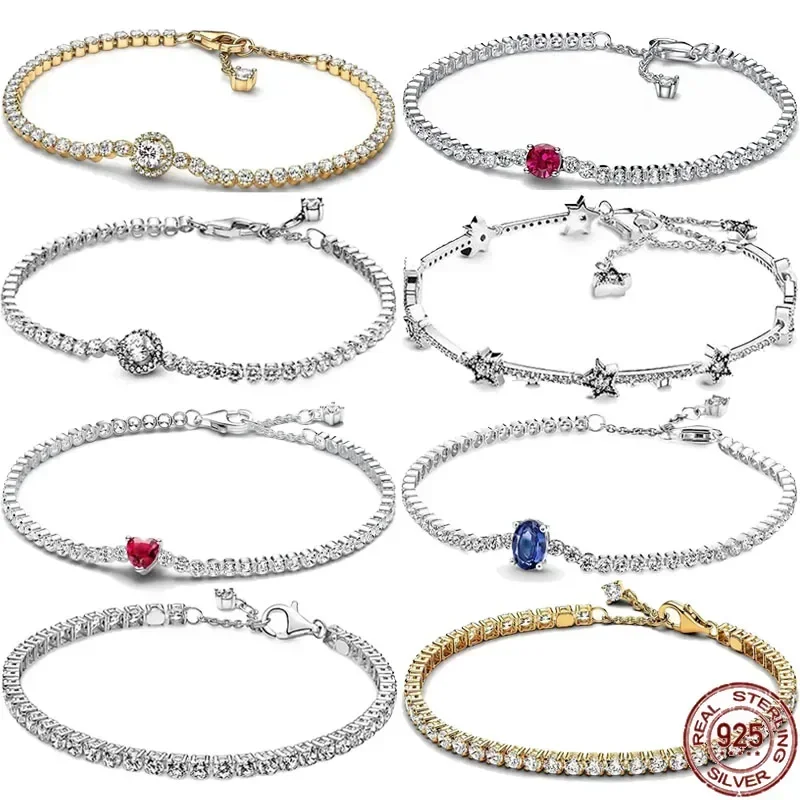 Neues herzförmiges Tennisarmband aus 925er Sterlingsilber, exquisites Luxus-Diamantarmband, passendes Design, originelles Charm-Perlen-DlY-Geschenk