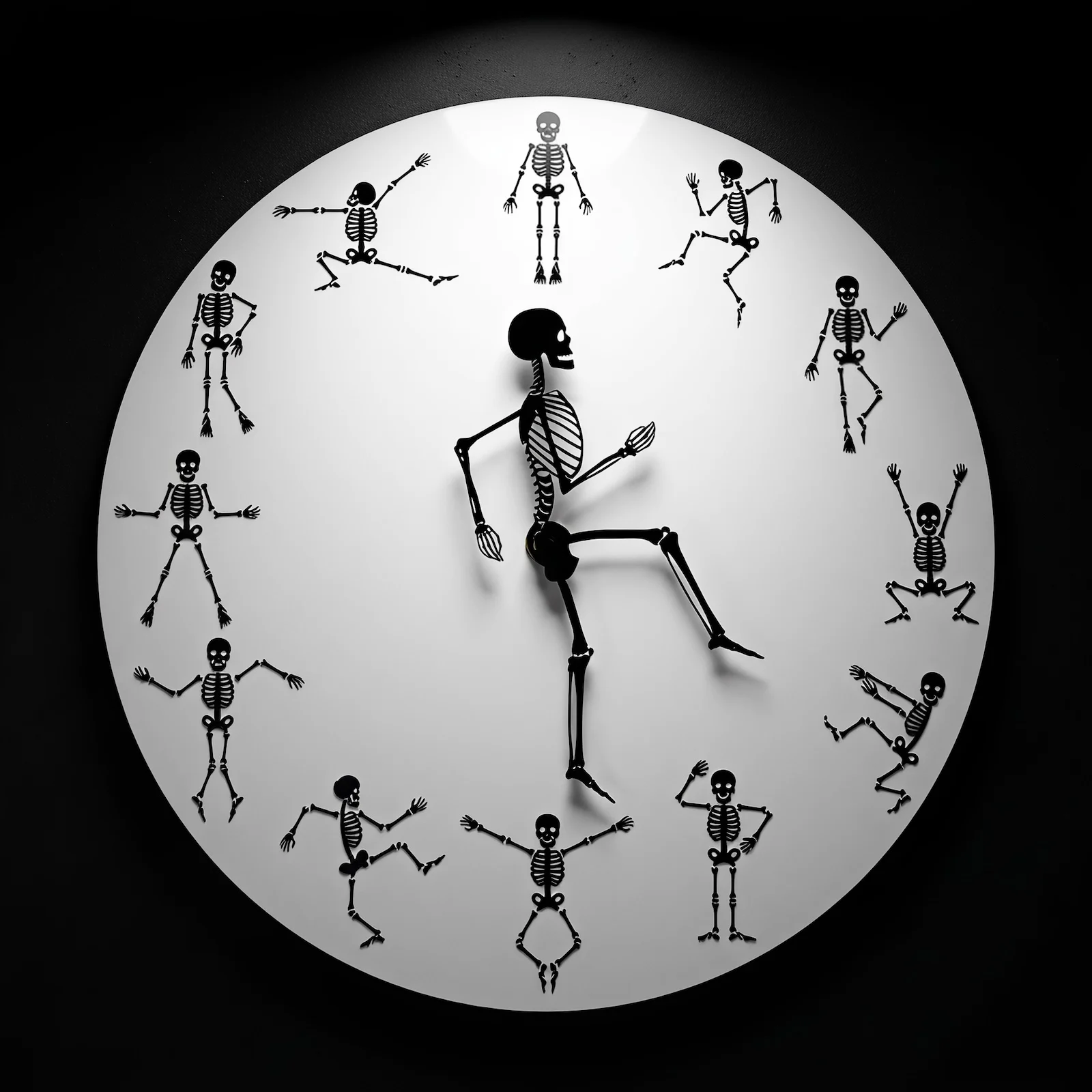 3D Moving Dancing Skeleton Wall Clock for Halloween Party Gothic Home Decor Novelty Gothic Spooky Decorative Skull Wall Clock
