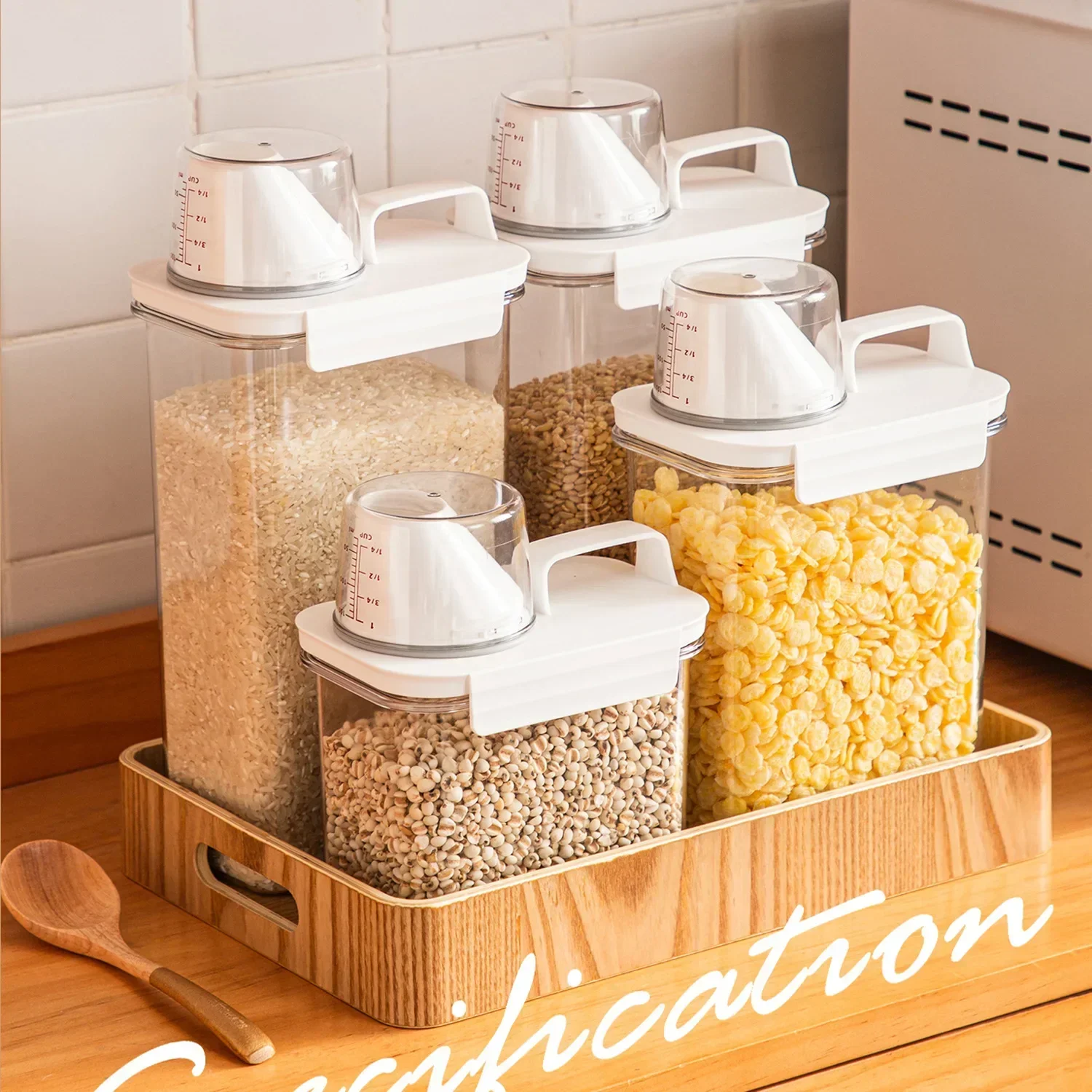 

Kitchen Sealed Jar Airtight Food Storage Containers Food Storage Box Multigrain Measuring Cup Cereals Kitchen Storage Containers