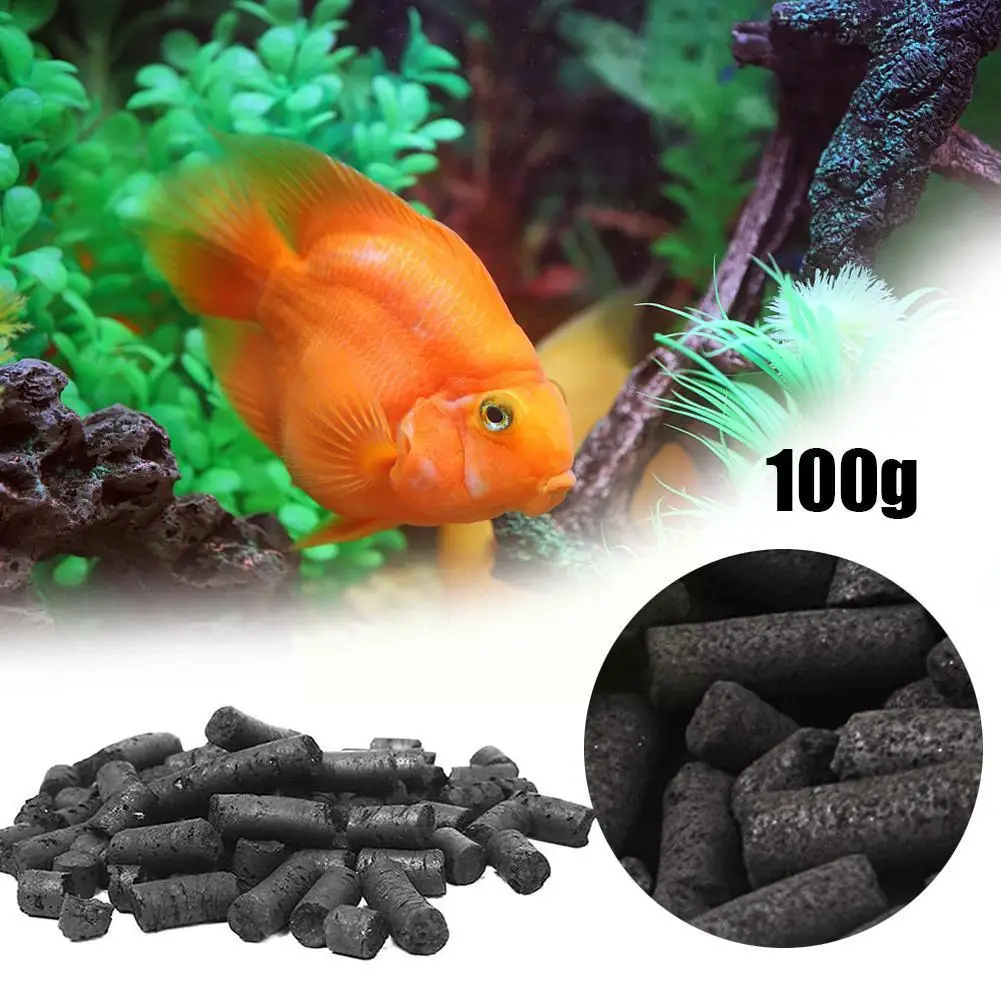 100g Activated Charcoal Carbon Pellets In Free Mesh Media Bag For Aquarium Fish Pond Canister Filter T9i5