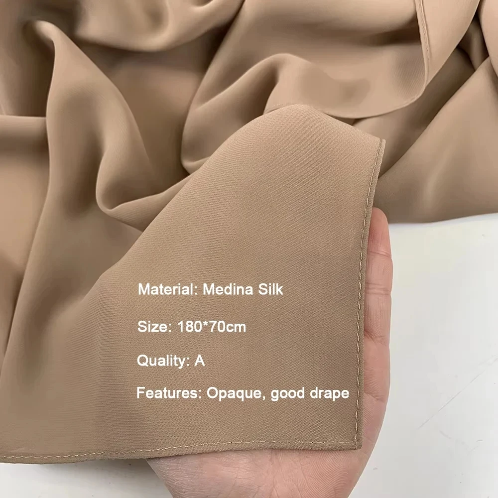 New Medina Silk Chiffon Hijab Premium Chiffon Muslim Hijabs Scarf For Women Heavy Poka Chiffon Shawl Headscarf Wrap Islam Turban