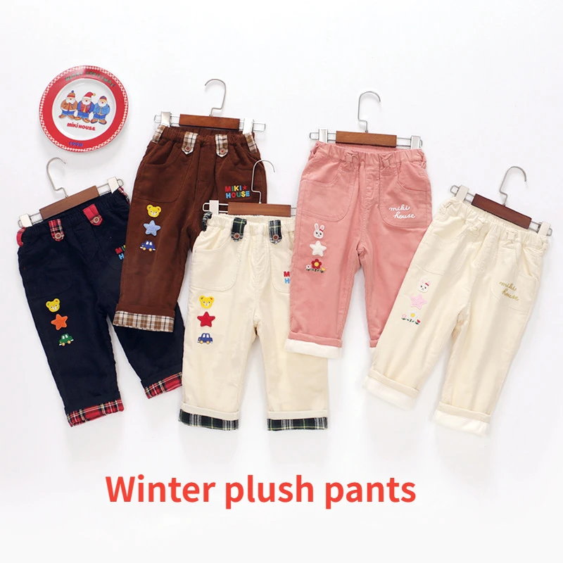 Winter Kids Pants Cartoon Corduroy Plush Pant Kids Clothes  Children's Warm Trousers Baby Boy Clothes  Girls Trouser Pantalones