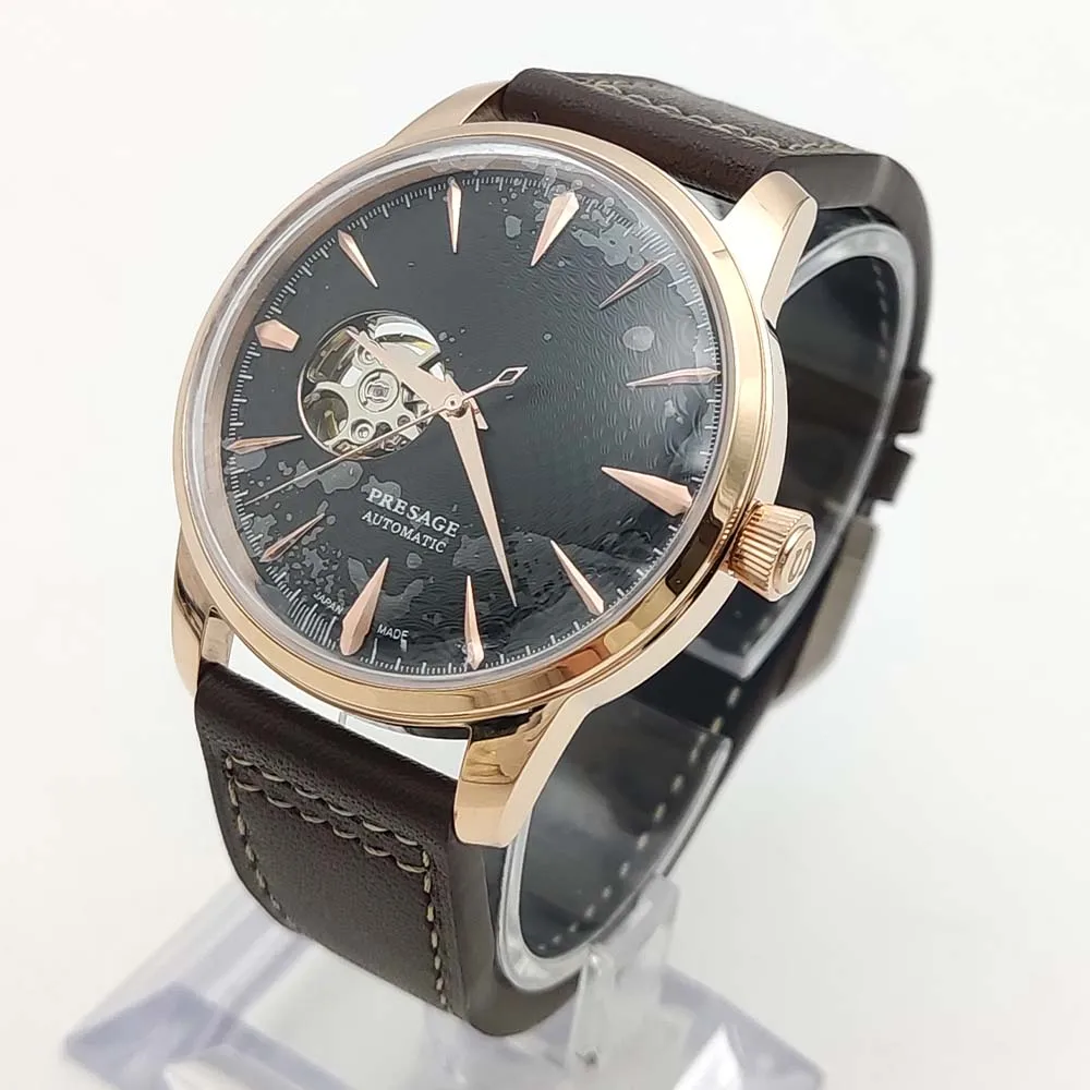 Men\'s Casual Vintage Mechanical Watch NH38 Movement Leather Strap Sterile Dial Men\'s Waterproof Watch