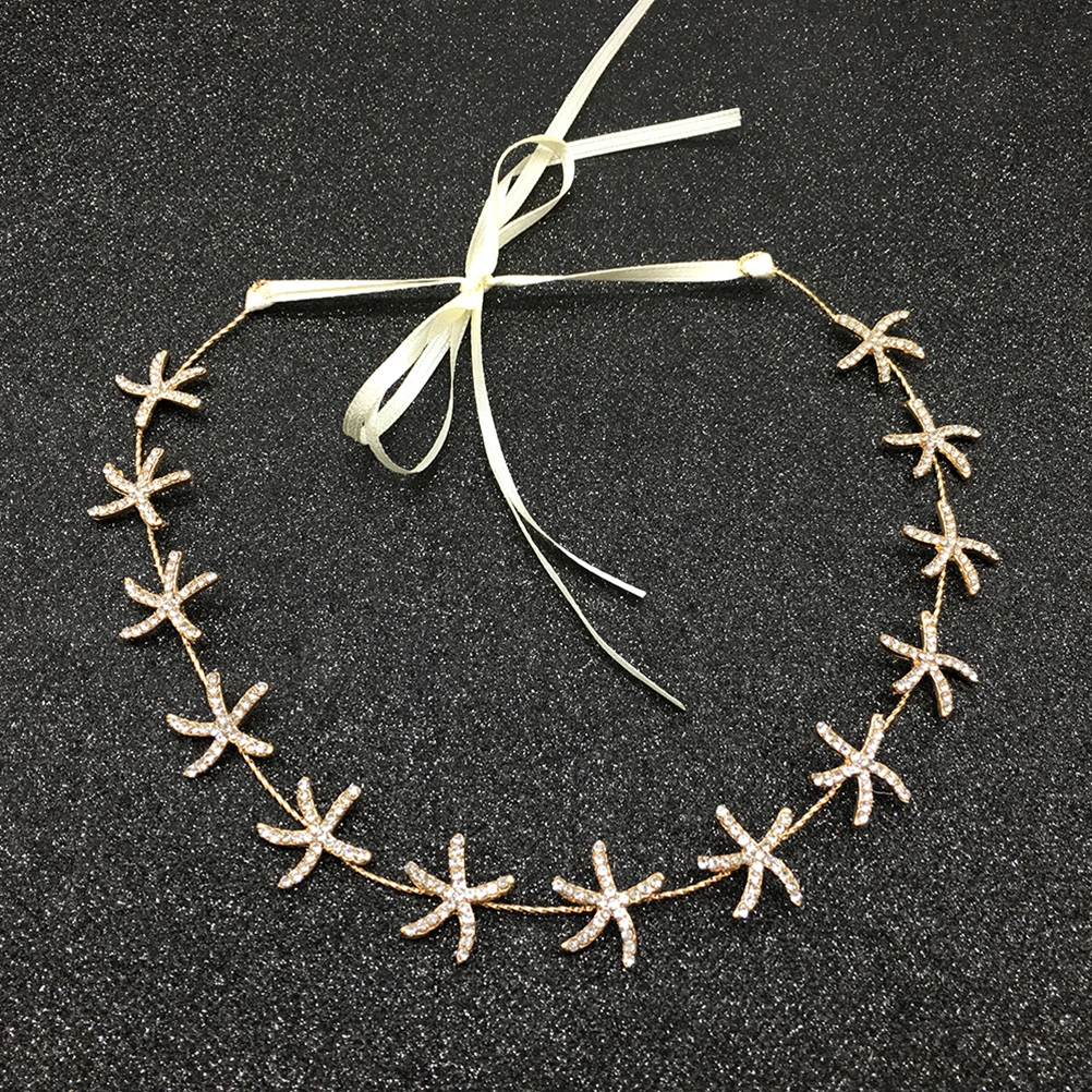 

1 pc Rhinestone Star Headband Bridal Hair Accessories Sea Star Wedding Decor Golden Lightweight Ladies Party Headwear Hairpiece