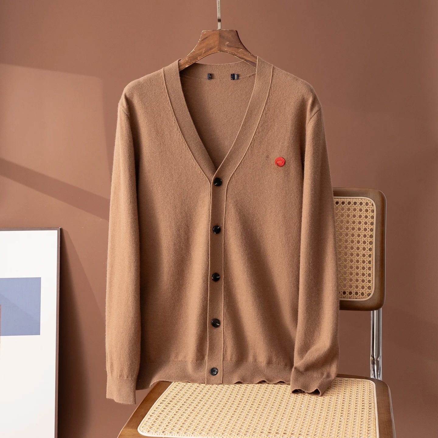 Comfortable Soft Knitted Cardigan Men's Casual Versatile Spring Autumn Sweater Jacket Button up V Neck Long Sleeve Commute