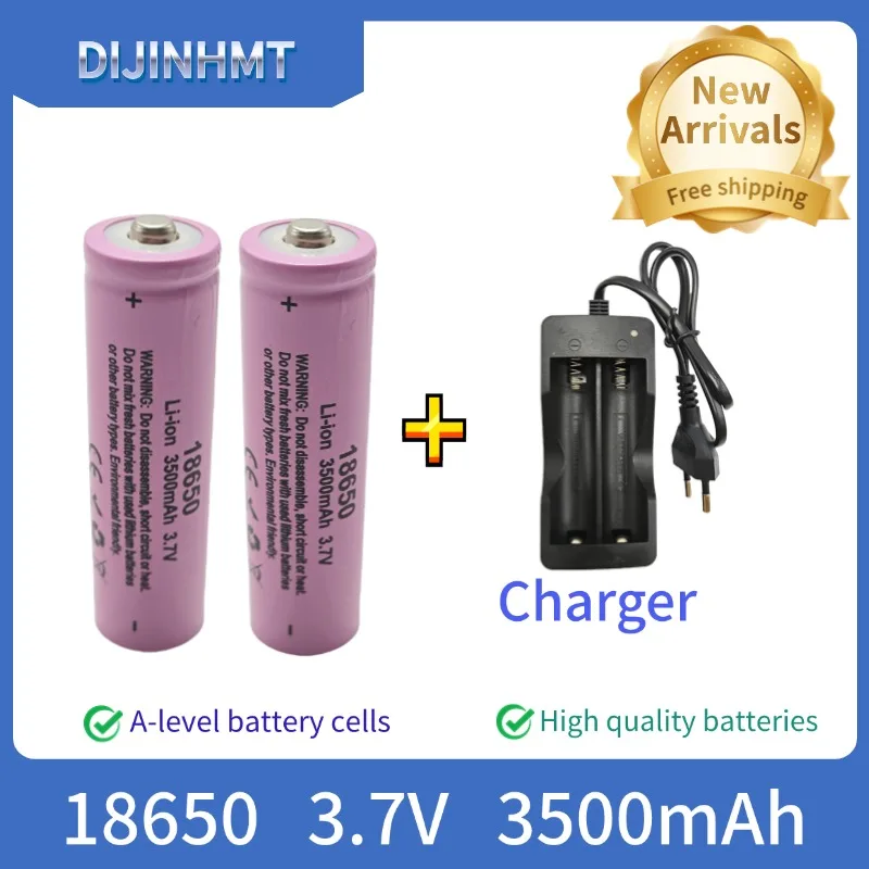 

2025 DIJINHMT Rechargeable Battery 3.7V 3500mAh 18650 Capacity Li-ion Rechargeable Battery for Flashlight Torch Battery+Charger