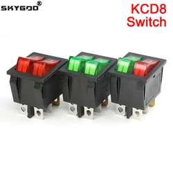 1~100pcs Rocker Switch KCD8 Double Light ON-OFF 2Position 6PIN 16A 250V/20A 125VAC Electrical equipment Boat Car Power Switches