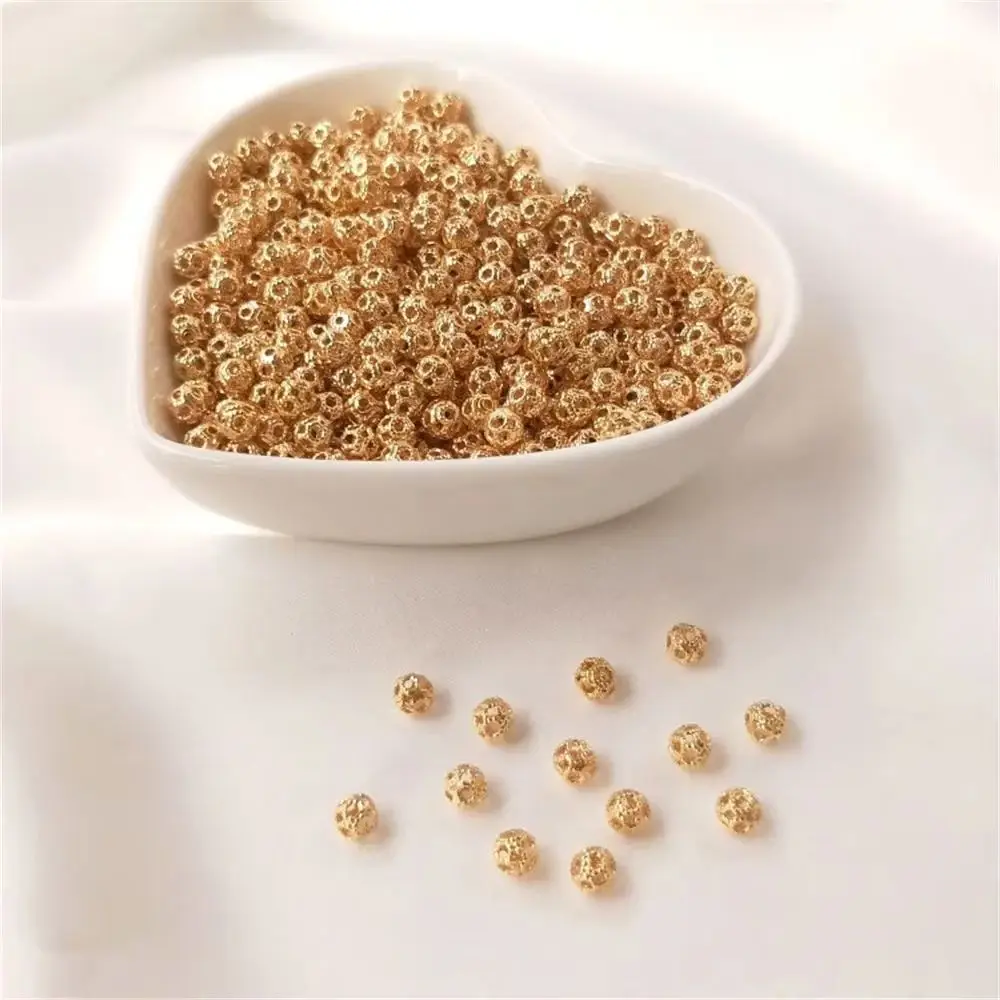 

14K plated gold Bead color preservation hollow bead floret ball loose bead DIY hand - made first accessory material