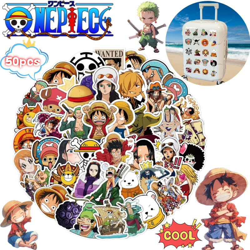 

One Piece Luffy Roronoa Zoro sticker high color value cartoon character printing creative student hand ledger decoration 50pcs