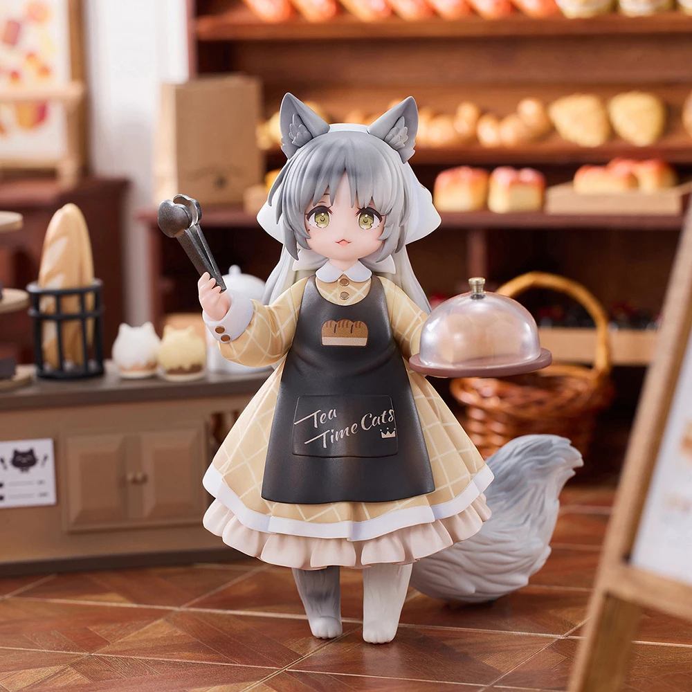 ฟิกเกอร์อนิเมะชุดแมวในช่วงช่วงเวลาพักดื่มชา DLC Series ของ RIBOSE  ฉาก Meow Town Bakery  ชุดพนักงานและลูกค้า ขนาด 12 ซม. ของเล่นสะสม ของขวัญ