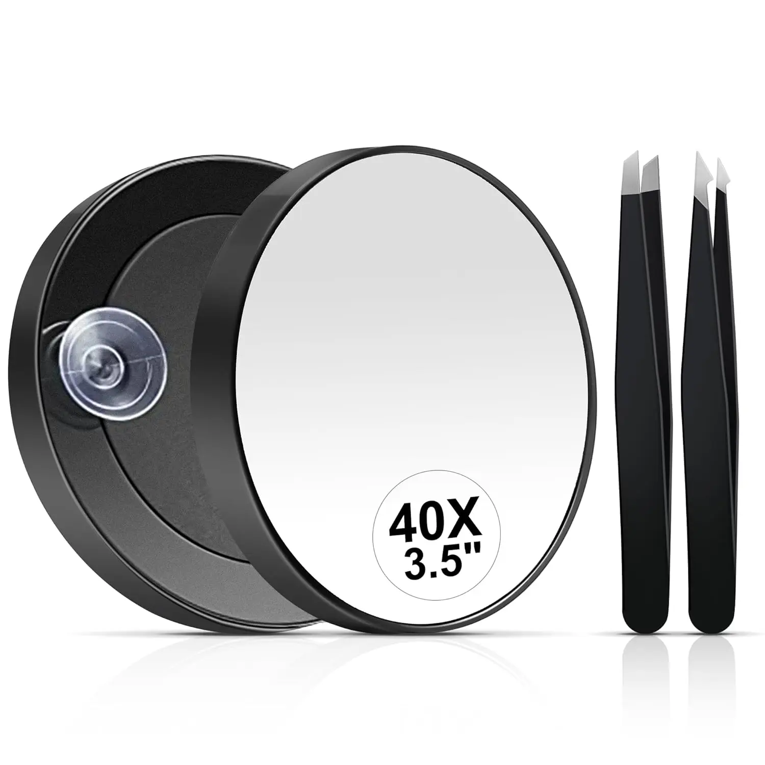 

40X Magnifying Mirror with Suction Cup & Tweezers, Perfect for Makeup, Eyebrows, Travel