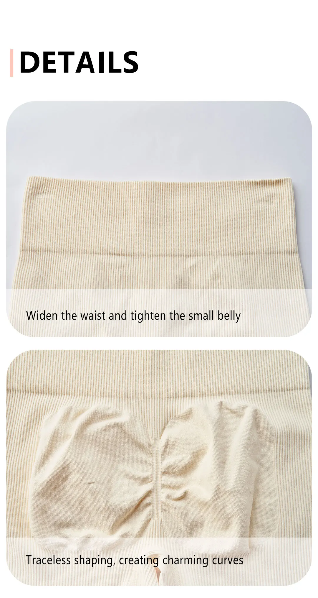 Hochgeschnittene Yoga-Hose für Damen, entworfen zum Heben und Formen, eng anliegend mit einfarbiger und gerippter Textur, Sportshorts – Detail 9