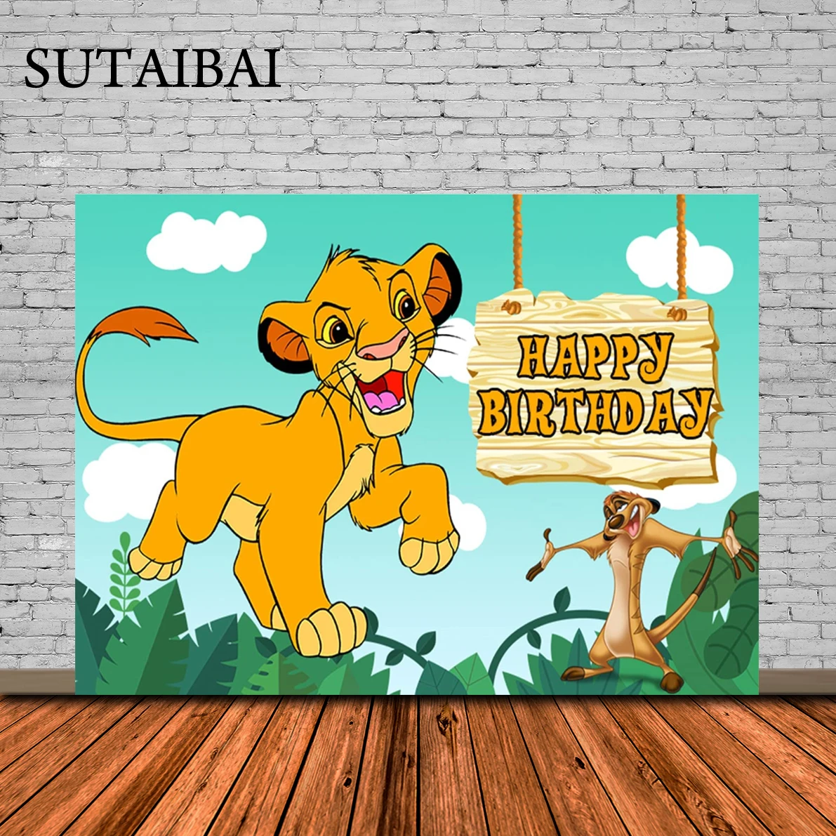 

The Lion King Happy Birthday Backdrop Green Wild Jungle Newborn Baby Shower Kids Party Background Banner Cake Table Decor