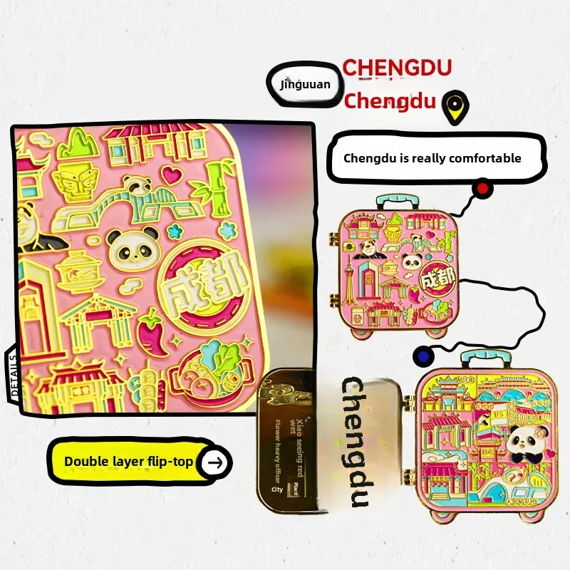 Commemorative Metal Fridge Magnet Jinghong Chongqing Cultural Artifacts From Hangzhou Chengdu Xian Suzhou Weihai Wuhuan