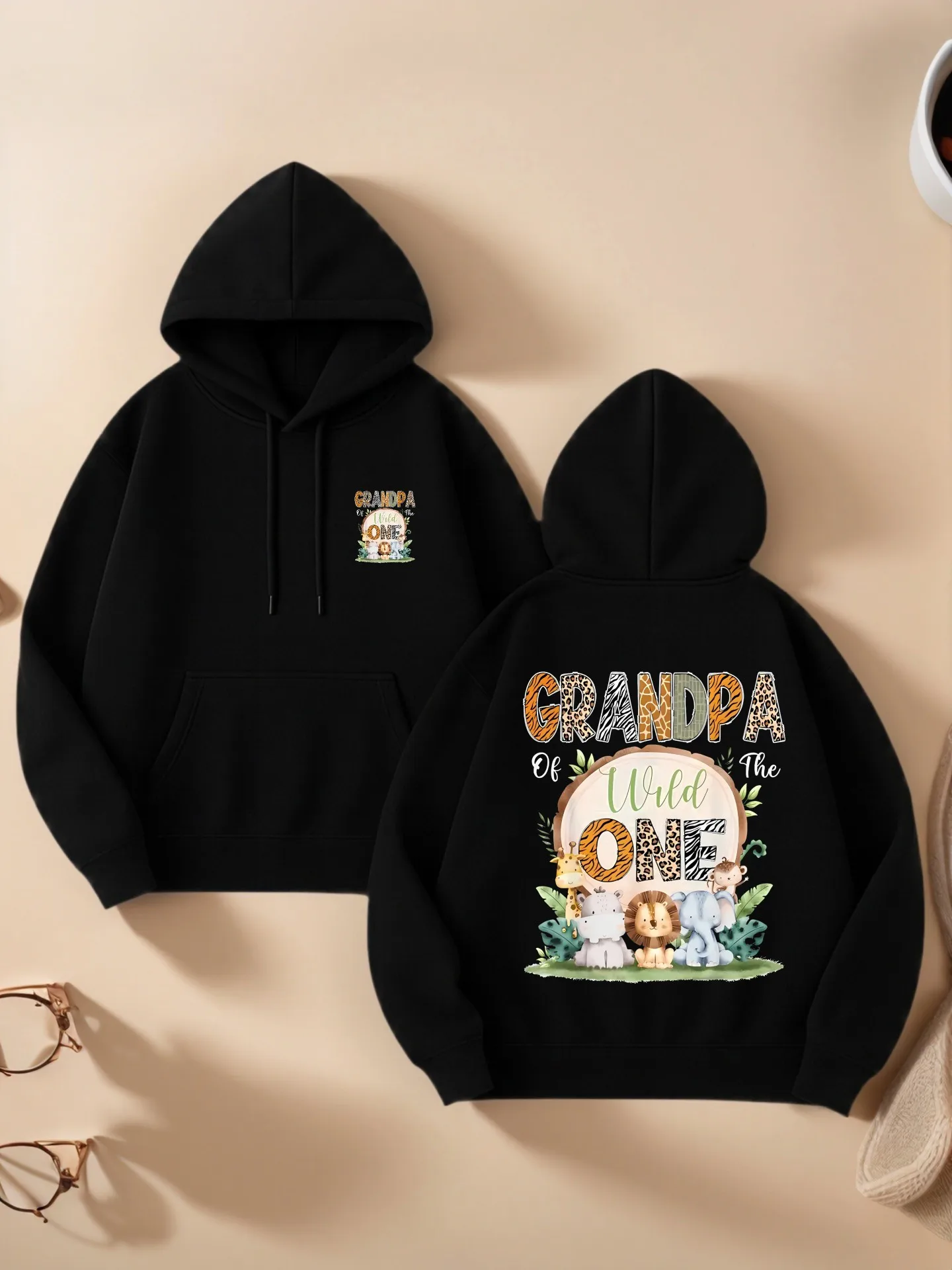 

Толстовка с рисунком для мужчин, милый мультяшный принт, повседневный стиль, флис, повседневная повседневная одежда