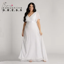 BABYONLINE – robe de demoiselle d'honneur en mousseline de soie, à manches courtes, avec ceinture en Satin, entièrement doublée, fermeture éclair dans le dos, robe d'invitées de mariage