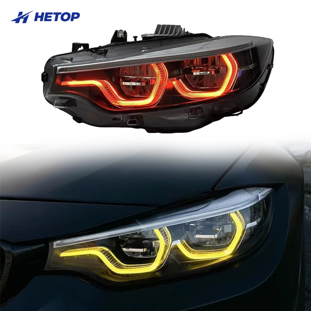 

Светодиодные фары Hetop V2 Style (красно-желто-белые DRL) в стиле Ikon для BMW F32 M4, передние фары 1:1 Style HEADLAMP