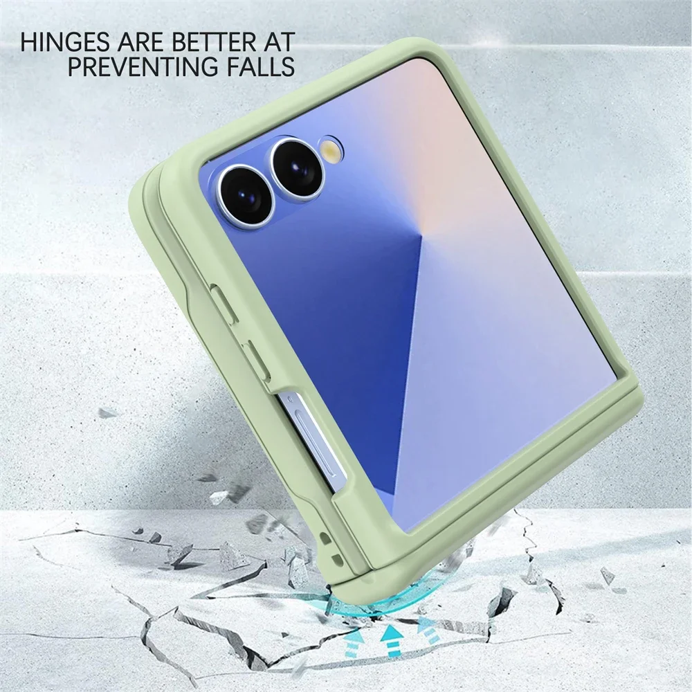 Fashion Candy Einfarbige Handyhülle für Samsung Galaxy Z Flip 7 6 5 4 3 5G Kartensteckplatz Scharnier Komplettpaket Anti-Drop-Schutzhülle – Detail 2