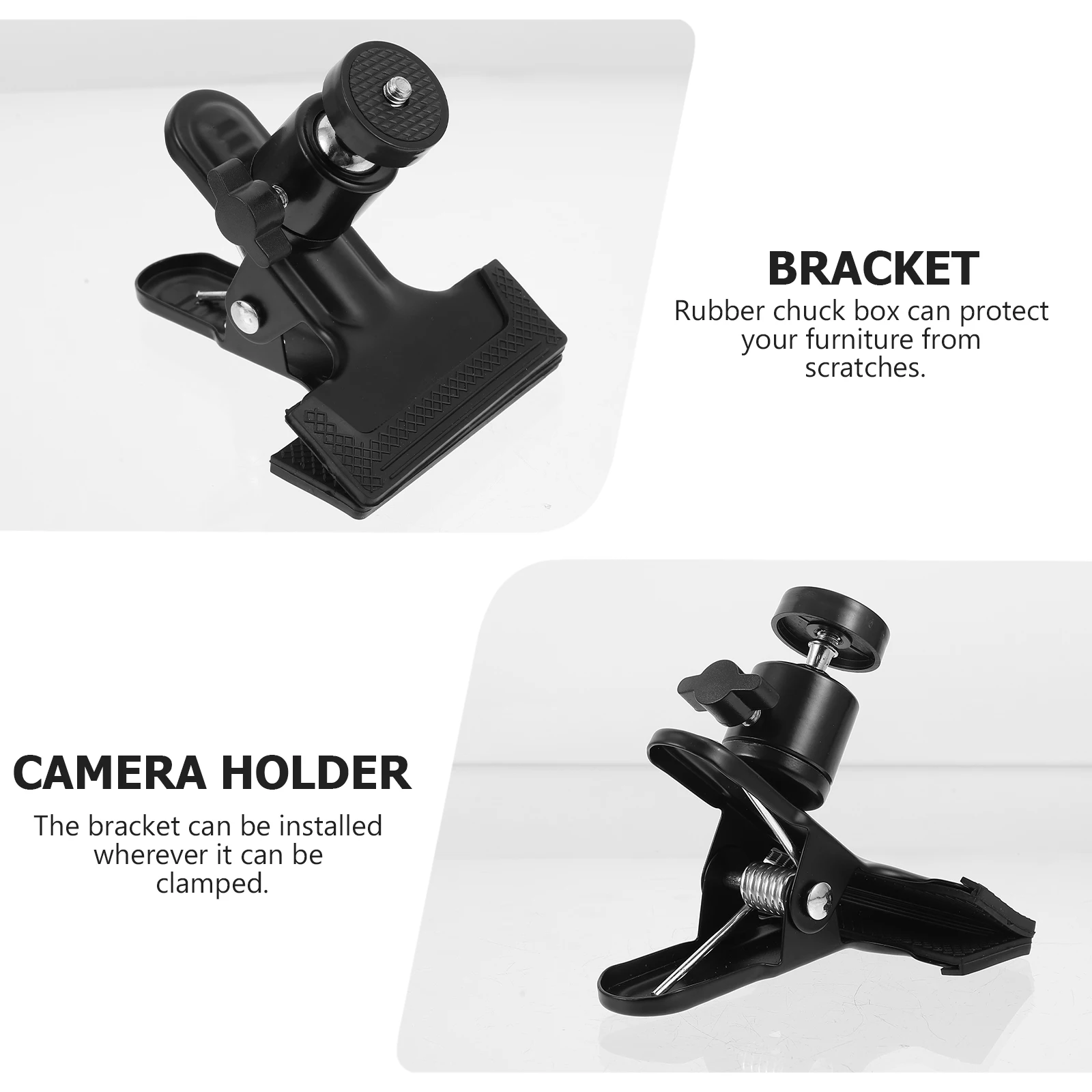 

2pcs Desk Clip Bracket Mount Camera Holder for Phone Webcam Security Camera Clamp Aluminum Alloy Plastic Rubber Sturdy Scratch