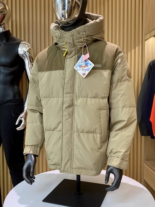 Piumino da uomo con cappuccio casual da esterno Jaet Du Down imbottitura calda riflettente invernale con cerniera in fibra di poliestere