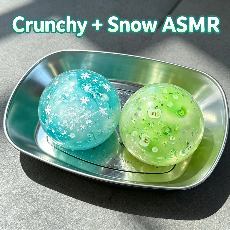 Blue Ocean Green Apple Popping ASMR Snow Crunch Stress Relief Sensory Squeeze Ball Decompression Fidget Toy Gifts for Adults