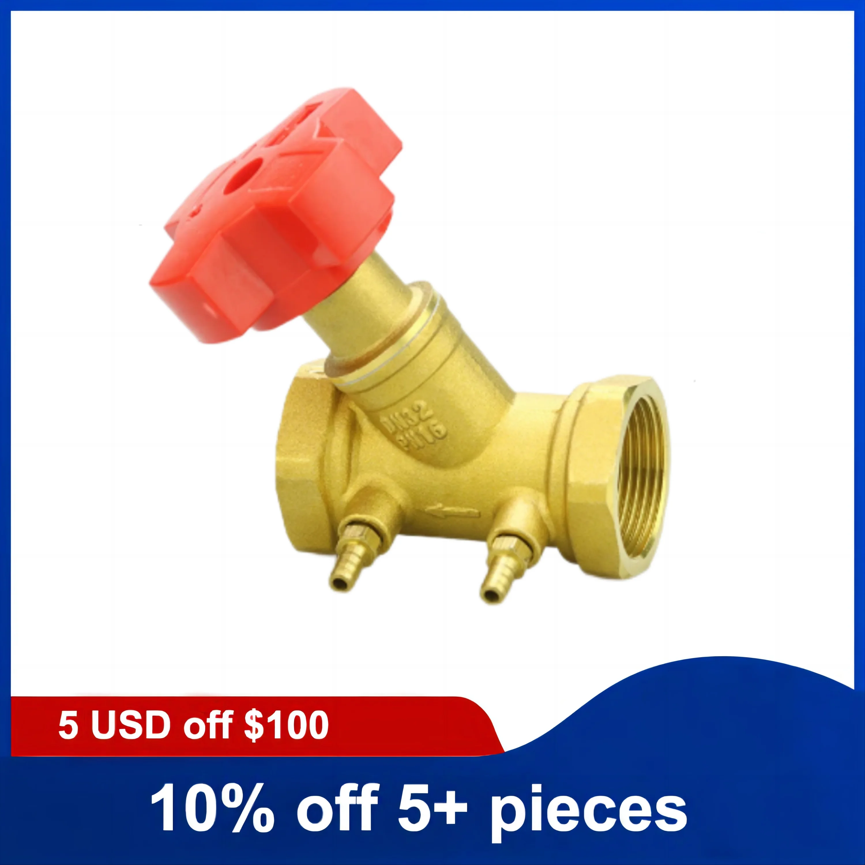 3/4inch Brass Double Regulating Balance Flow Meter Valve Manual Digital Control Circuit Balancing Valves