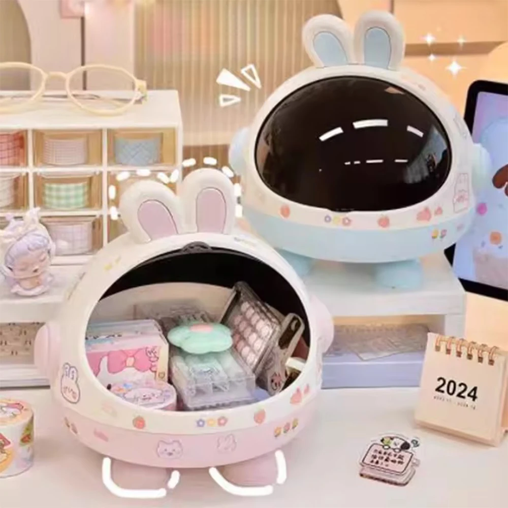 Desktop Storage Box Cute Student Girl Hair Accessories Stationery Storage Kawaii Storage Rack Desktop Rabbit Storage Box